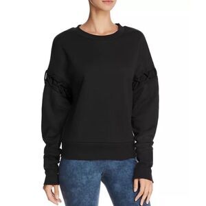 Alo Yoga Hook-Up Long Sleeve Pullover Sweatshirt Top in Black Size Medium